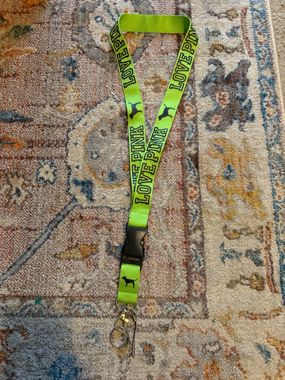 Neon Green Y2K 2000s Victoria’s Secret PINK LOVE PINK Lanyard Keychain